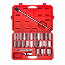 TEKTON 3/4 in. Drive Deep 6-Point Metric Socket and Ratchet Set, 19 mm to 50 mm (27-Piece) thumbnail 1