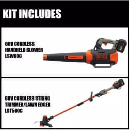 BLACK+DECKER 60V MAX Cordless Handheld Leaf Blower (400 CFM, 100 MPH) with Bonus 2-in-1 String Trimmer and Edger thumbnail 3