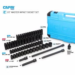 Capri Tools 61-Piece 1/2 in. Drive SAE/Metric Master Impact Socket Set with Extensions & Universal Joint thumbnail 5