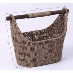 Unbranded Seagrass Magazine and Toilet Paper Holder Basket with Wooden Rod - Natural thumbnail 5