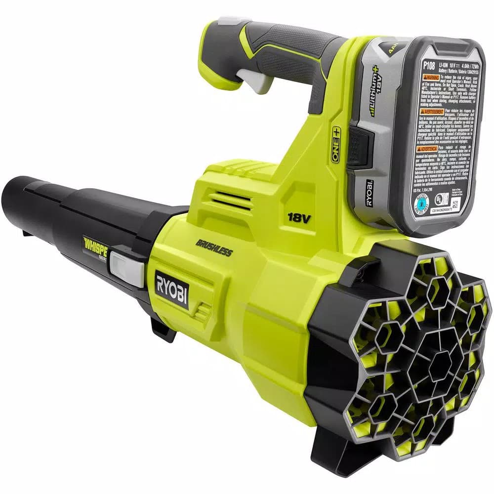 RYOBI 18V ONE+ Brushless Jet Fan Handheld Blower Kit with 4 Ah Battery and Charger