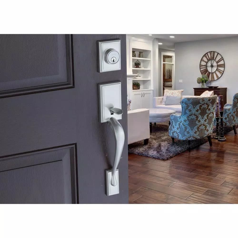 Copper Creek Colonial Handleset with Waverlie Lever Trim, Satin Stainless Steel