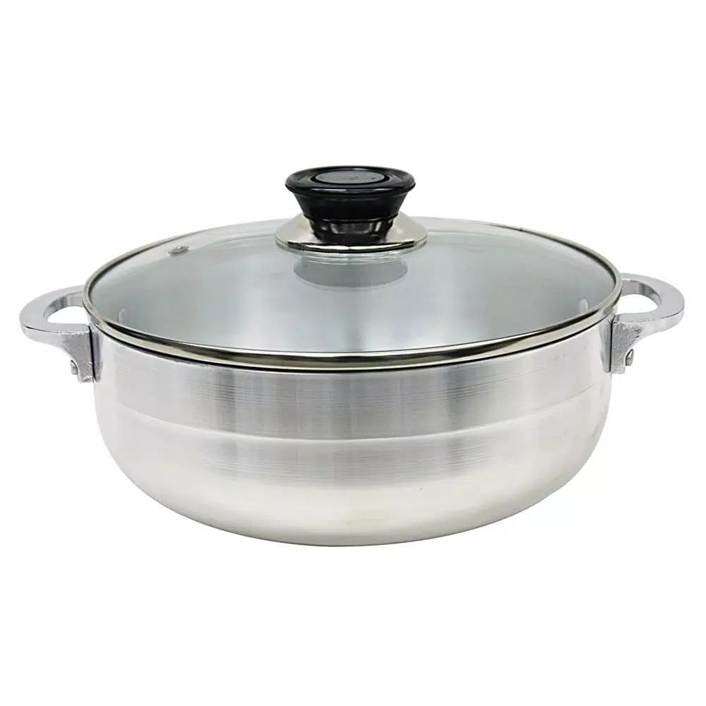 Home Basics Heavy Duty Aluminum Caldero with Glass Lid, 2.43 Qt.