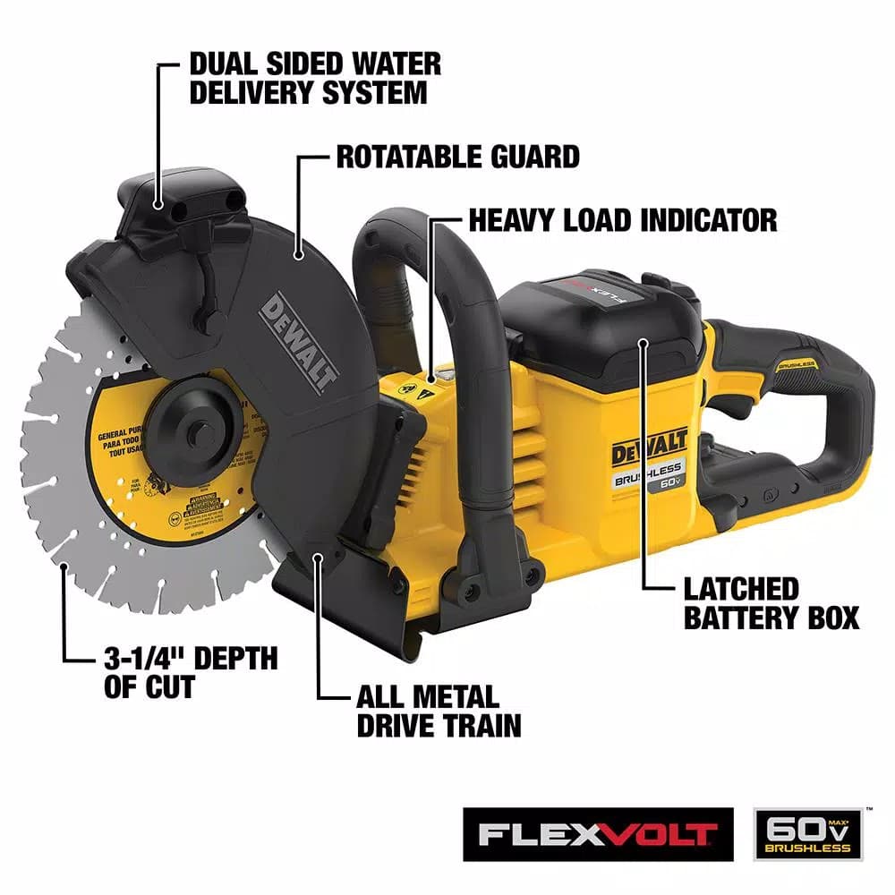 DEWALT FLEXVOLT 60V MAX 9 in. Cordless Brushless Cut-Off Saw Kit with (2) 9.0 Ah Batteries