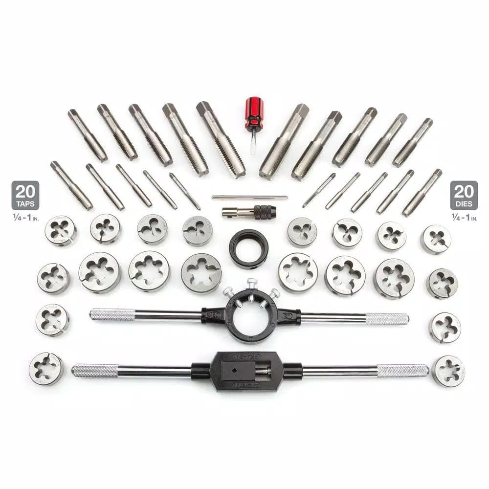 TEKTON 45-Piece Inch Tap and Die Set, SAE Coarse and Fine Sizes