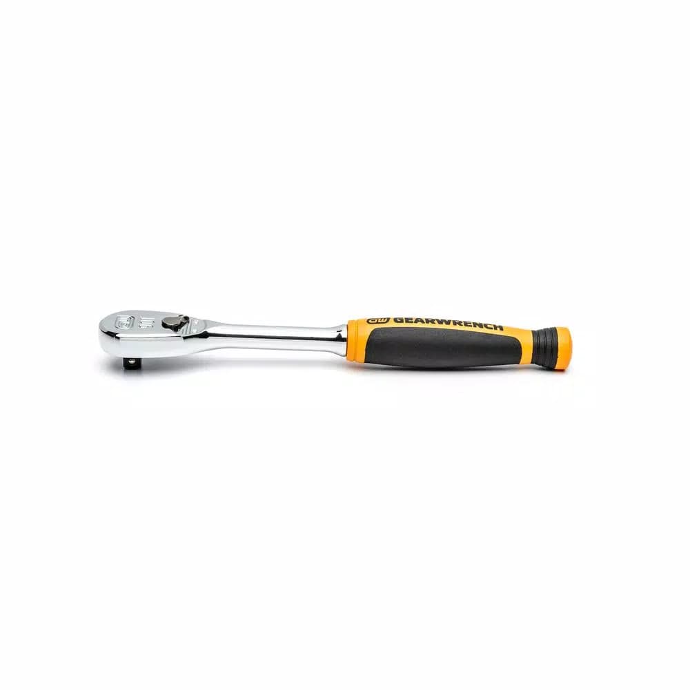 GearWrench 1/4 in. Drive 90-Tooth Dual Material Teardrop Ratchet, 6 in.