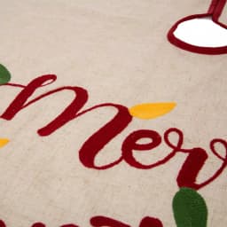 Glitzhome 48 in. LED Embroidered Linen Christmas Tree Skirt - Merry Christmas thumbnail 2