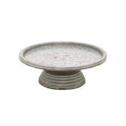 LITTON LANE 13 in. Round Iron Metal Cake Stand with Distressed Gray and Black Finish thumbnail 1