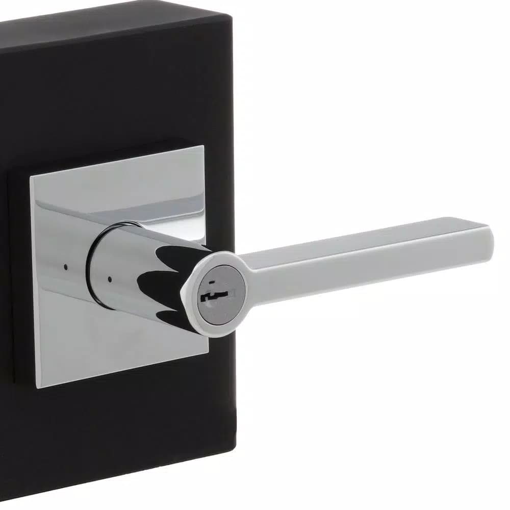 Kwikset Halifax Square Entry Door Lever, Polished Chrome with SmartKey Security