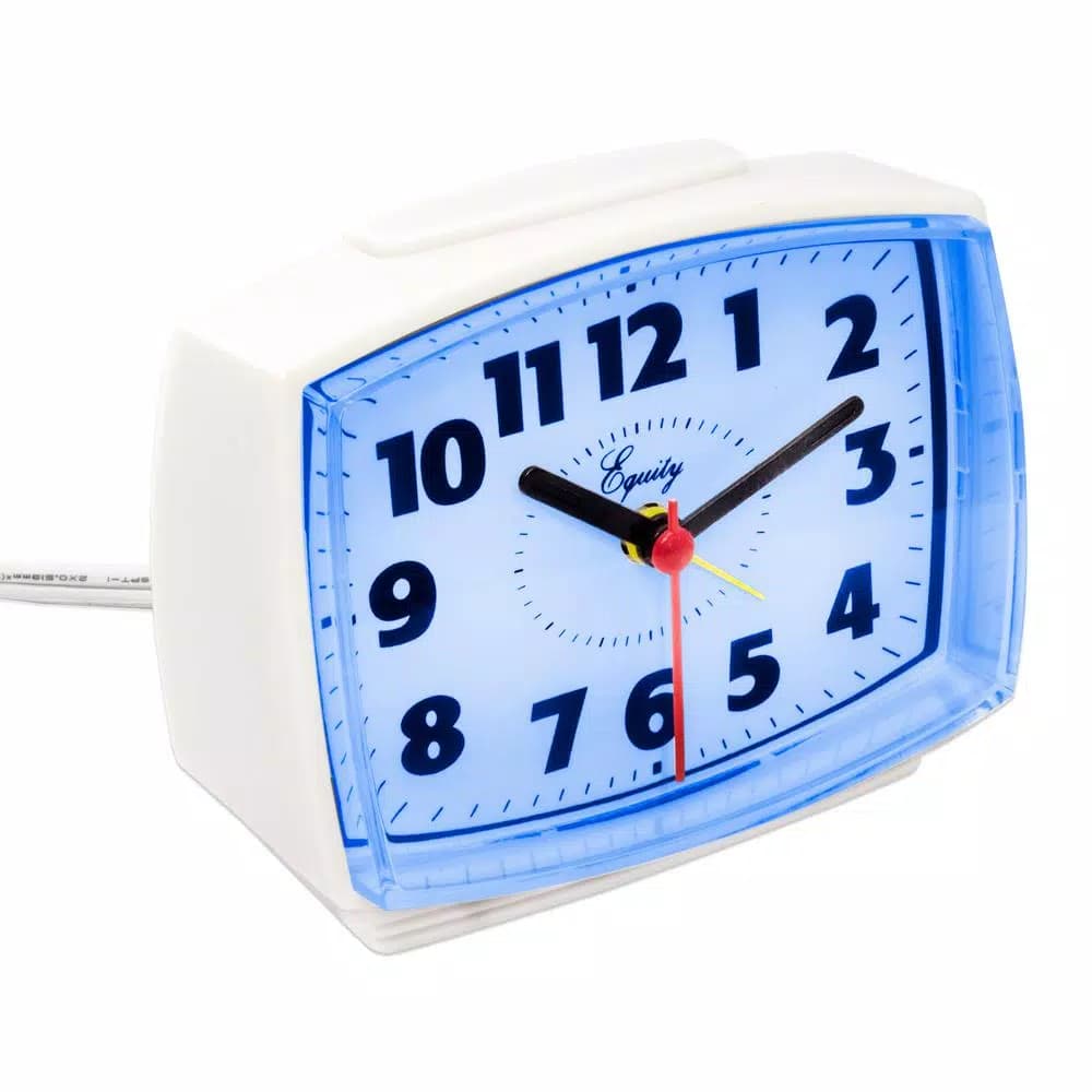Equity by La Crosse 3 in. Analog Electric Alarm Clock with Backlight, White