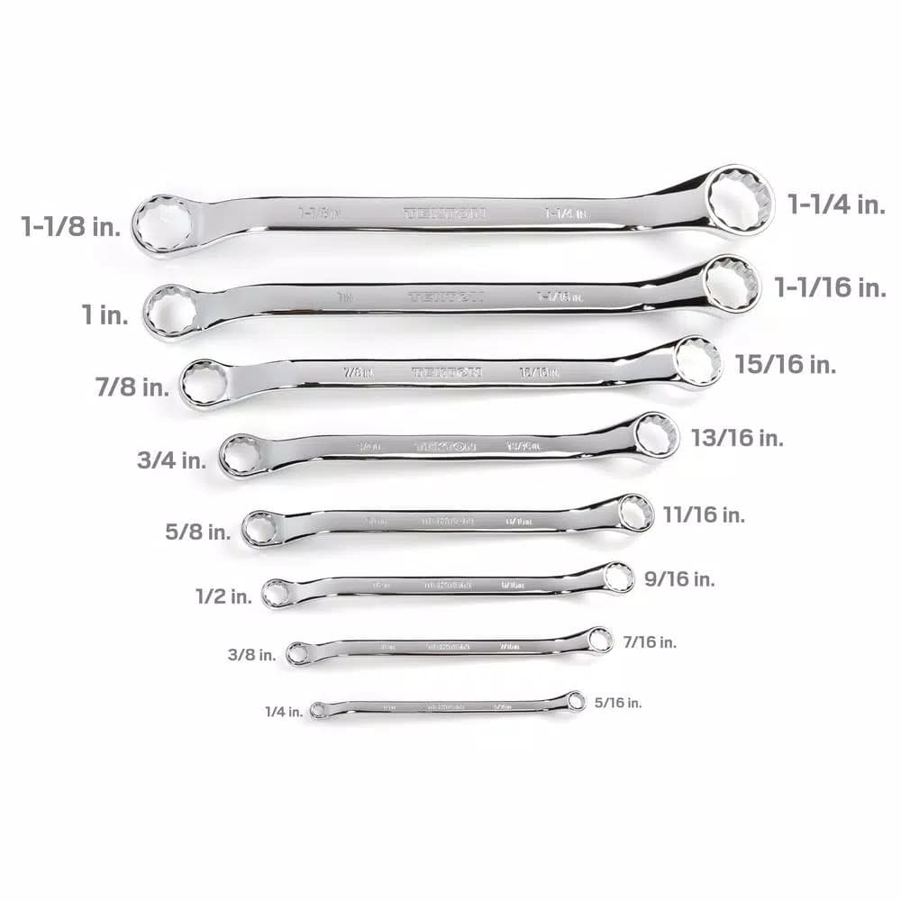 TEKTON 8-Piece 45° Offset Box End Wrench Set, 1/4 in. to 1-1/4 in.