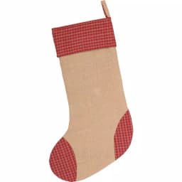 VHC Brands 20 in. Primitive Green Dolly Star Cotton and Jute Pocket Christmas Stocking thumbnail 2