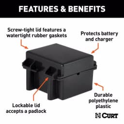 CURT Watertight Breakaway Battery Case - 5" x 3-3/8" x 3-3/4" Replacement Battery Box thumbnail 2