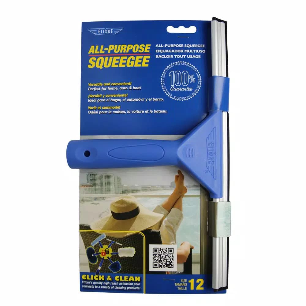 Ettore 12 in. All-Purpose Squeegee with Aluminum Channel and Streak-Free Rubber Blade
