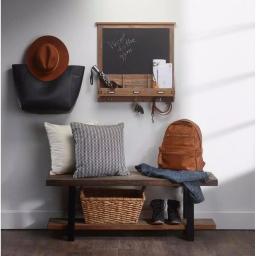 Kate and Laurel Stallard Rustic Brown Multi-Function Chalkboard Memo Board with Hooks and Pockets thumbnail 4