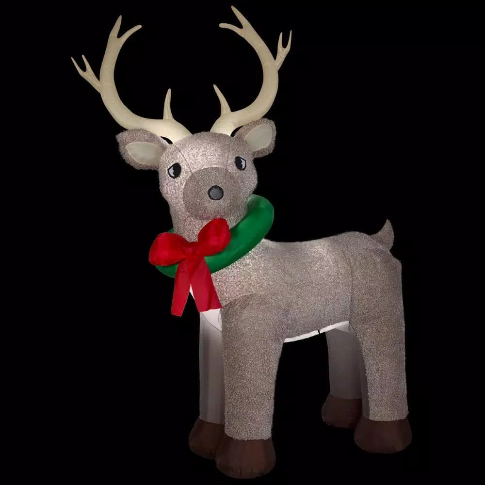 Home Accents Holiday 11 ft. Pre-Lit Giant Airblown Inflatable Fuzzy Reindeer with LED Lights