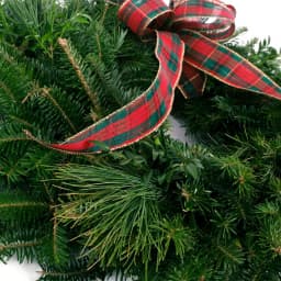 VAN ZYVERDEN 16 in. Live Fresh Cut Blue Ridge Mountain Mixed Evergreen Christmas Wreath with Red Bow thumbnail 3