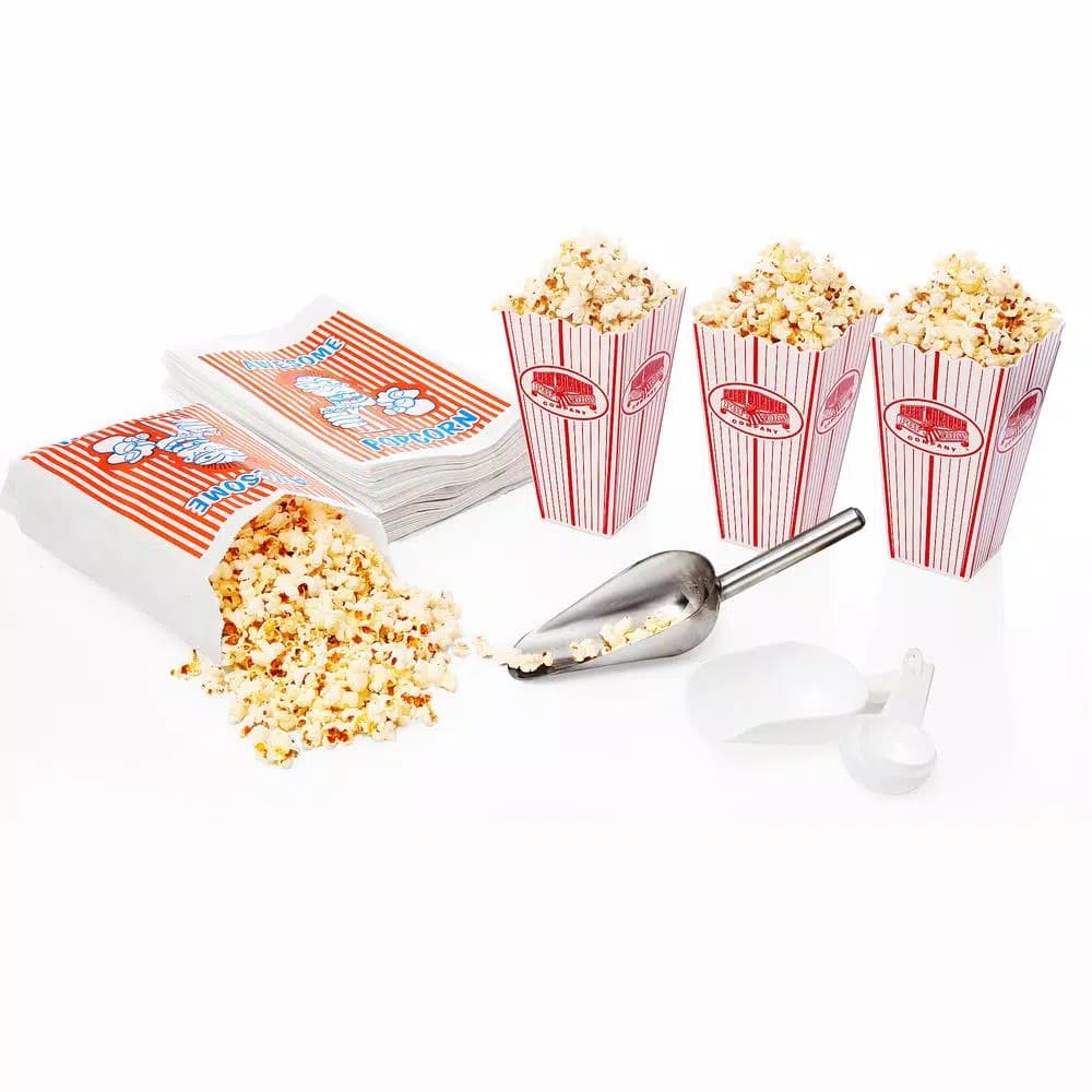 Great Northern Pasadena 8 oz. Antique Red Popcorn Machine with Cart, Commercial Quality Oil Popper