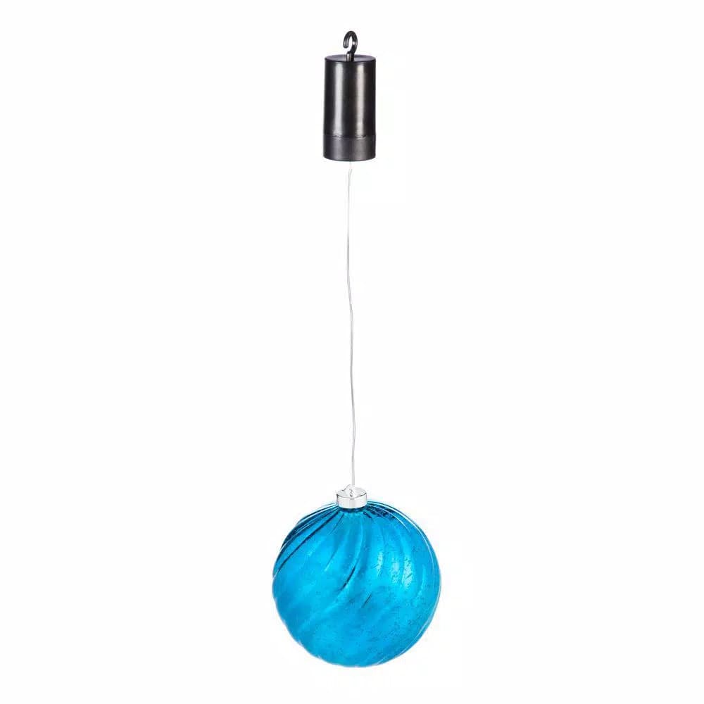 Evergreen 6 in. Blue Shatterproof LED Ball Outdoor Christmas Ornament - Battery Operated