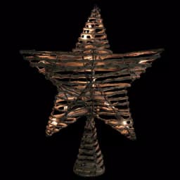 Northlight 11.5 in. Natural Brown Rattan Star Christmas Tree Topper with Clear Mini Lights thumbnail 2