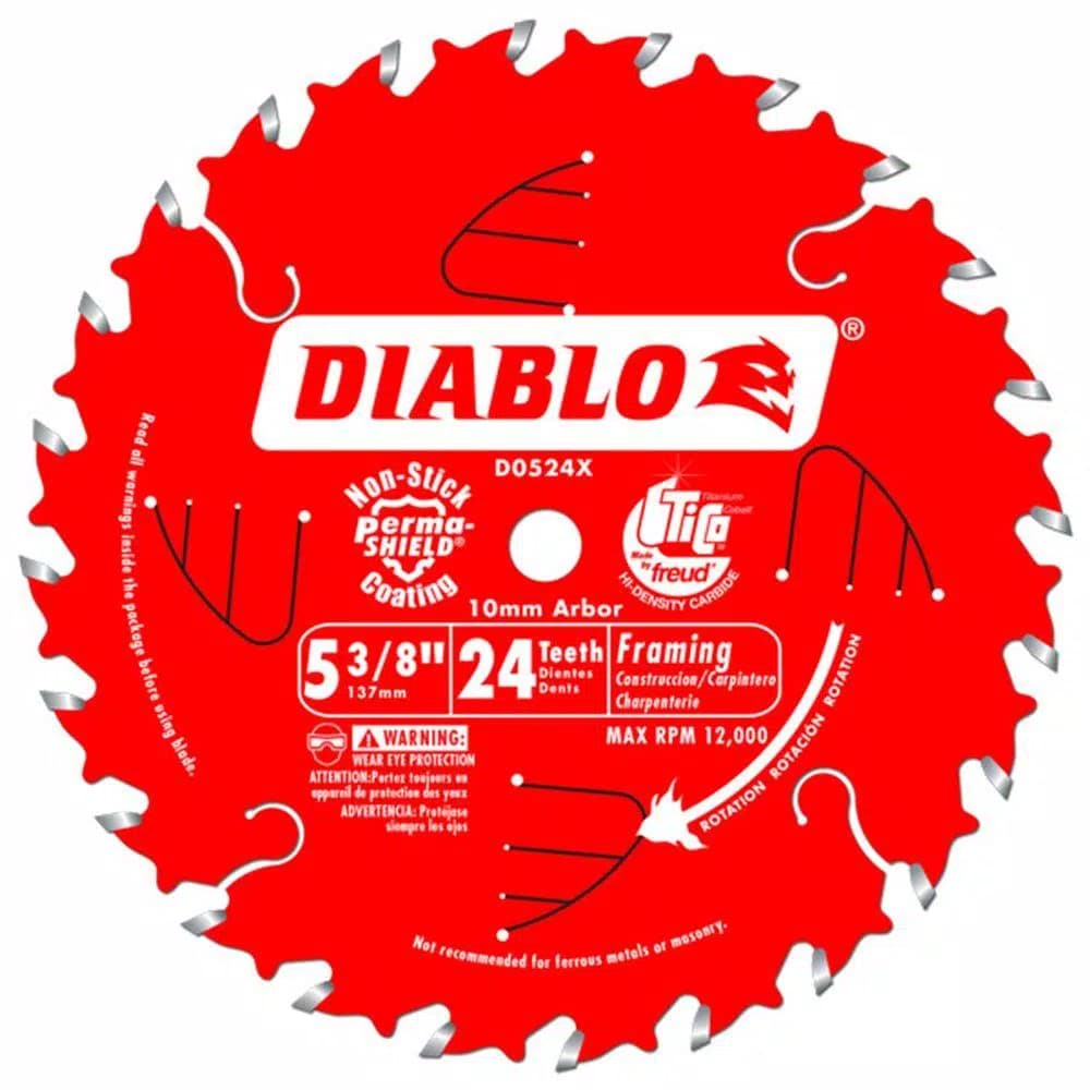 Diablo 5-3/8 in. 24-Tooth Framing Trim Saw Blade, 10 mm Arbor
