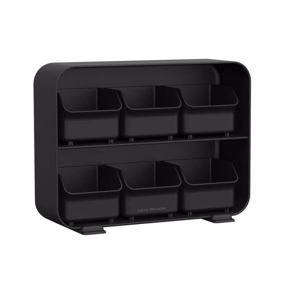 Mind Reader Clutch 6-Drawer Tea Bag Organizer Holder, 90-Bag Capacity, Black