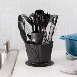 Home Basics 14-Piece Kitchen Tool Set with Revolving Storage Crock, Black thumbnail 7