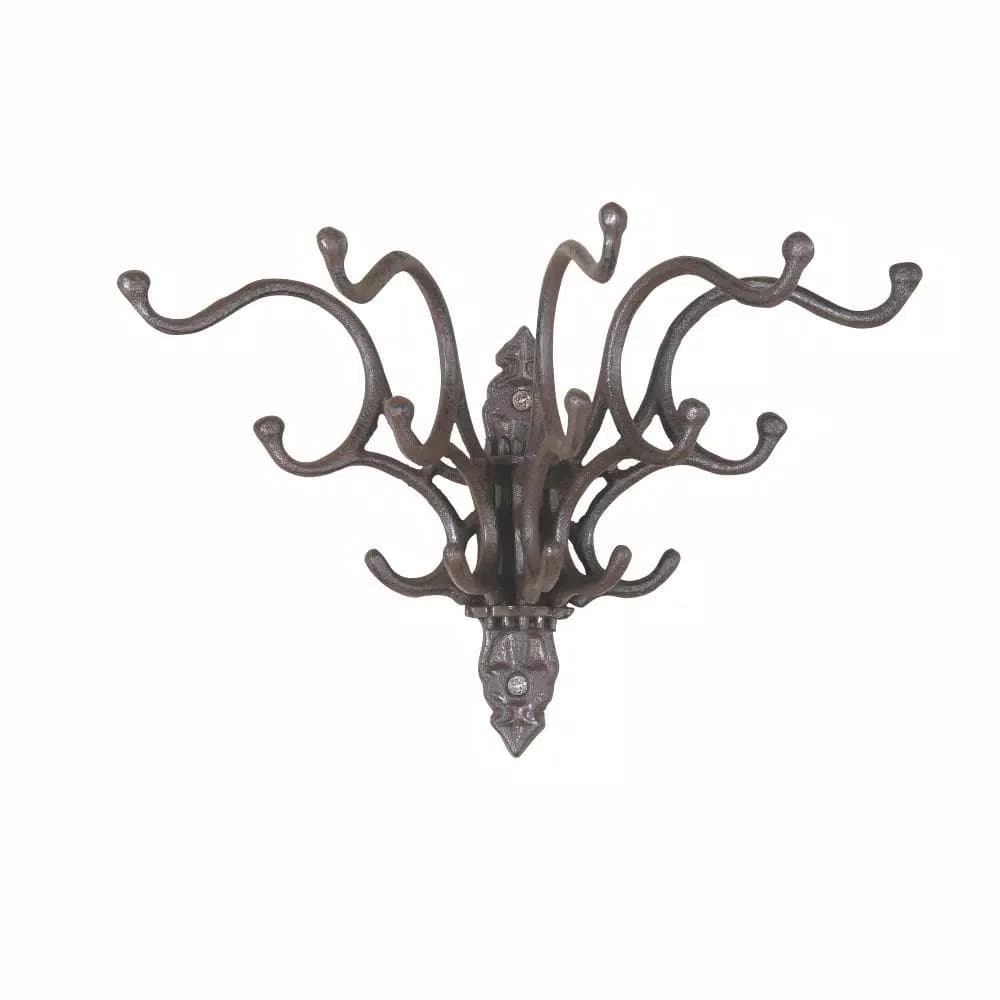 3R Studios Fountain Cast Iron Wall Hooks - Rustic 15-Hook Organizer