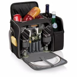 Picnic Time Malibu Black Wood Picnic Cooler Tote - Insulated Picnic Set for Two thumbnail 6