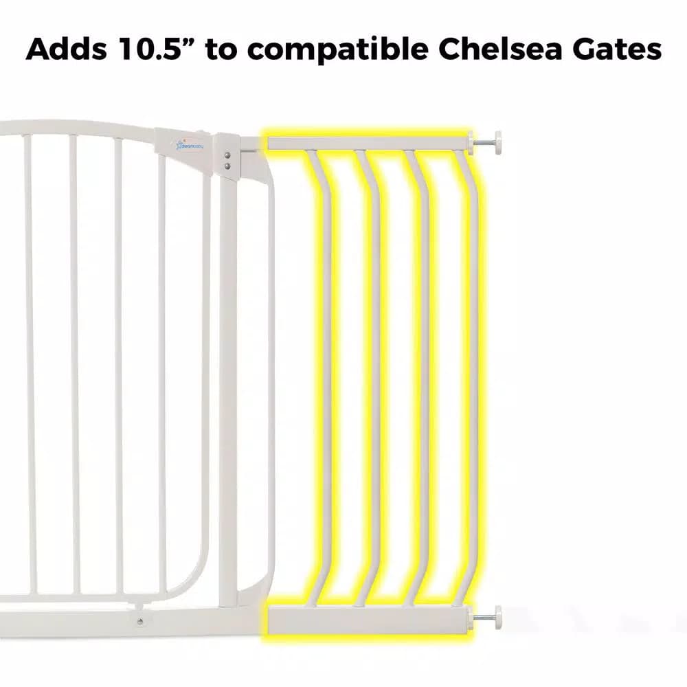 Dreambaby 10.5 in. Gate Extension for Chelsea Series Standard Height Child Safety Gates, White
