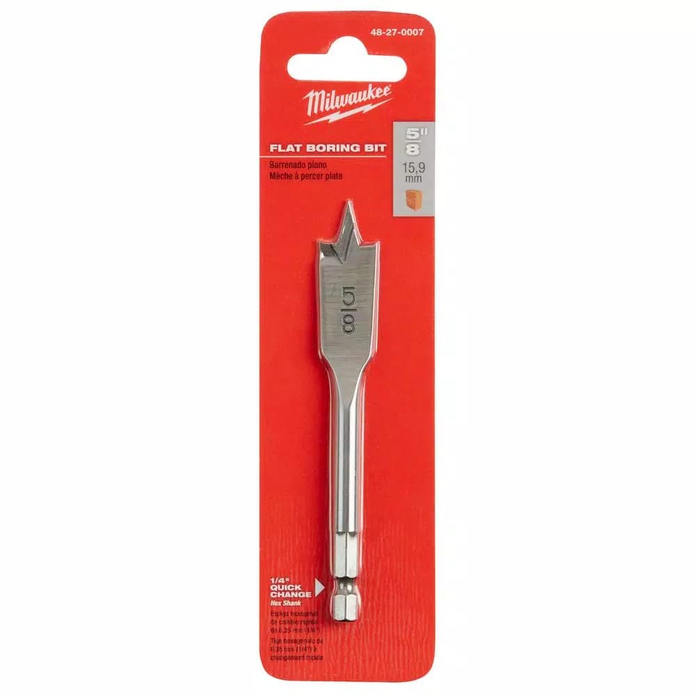 Milwaukee 5/8 in. x 4.5 in. Flat Spade Boring Bit, Hex Shank