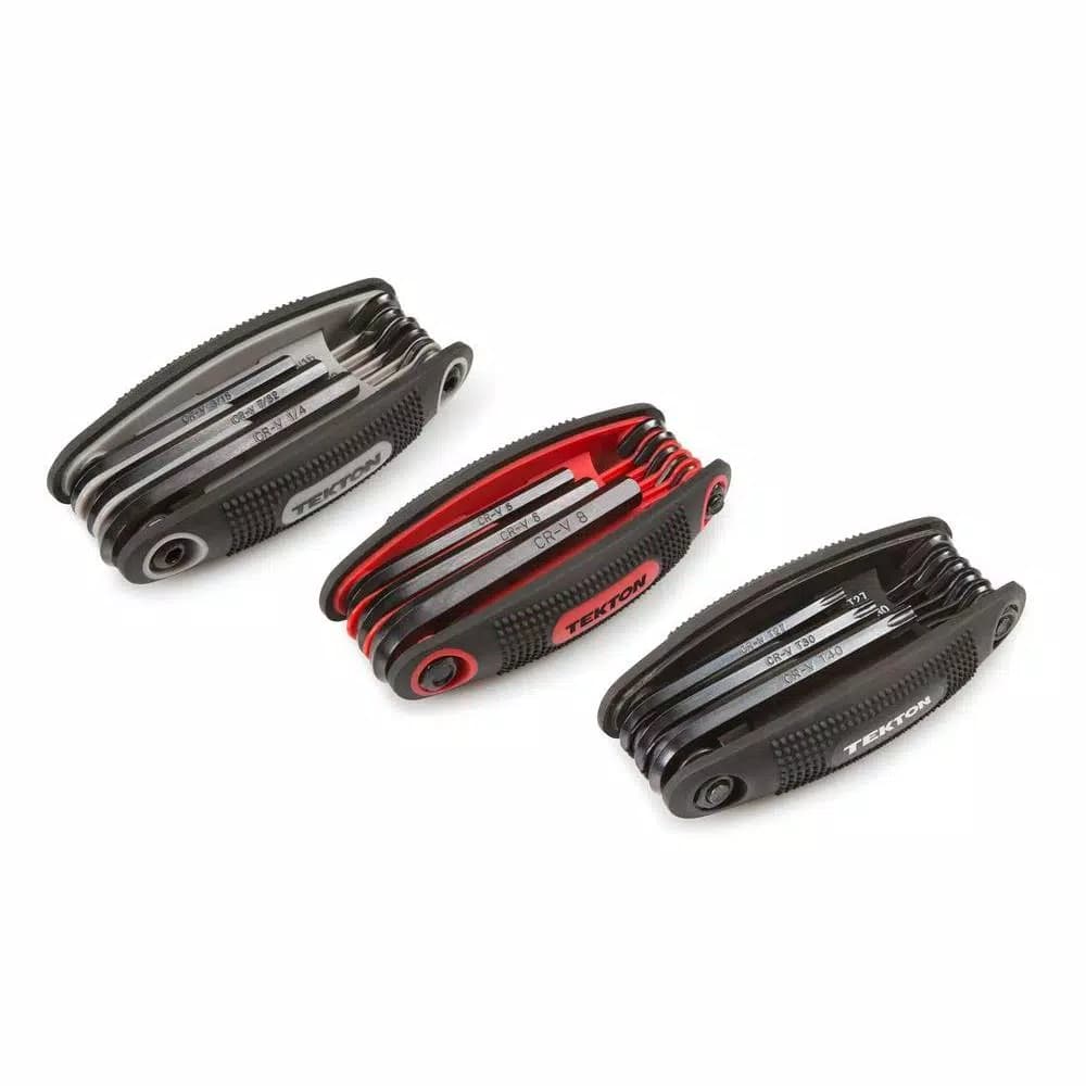 TEKTON 25-Piece Folding Hex Key Wrench Set - Inch, Metric, and Star Sizes