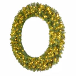 Home Accents Holiday 60 in. Wesley Pre-Lit Long Needle Pine Artificial Christmas Wreath with 240 Warm White LED Lights thumbnail 3