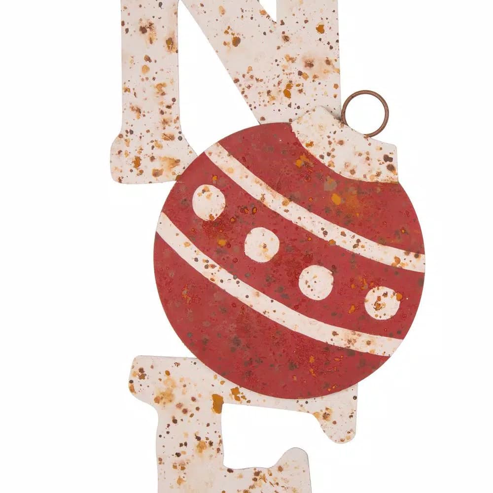 Glitzhome 36 in. Rusty Metal Noel Yard Stake and Wall Decor, Holiday Garden Ornament