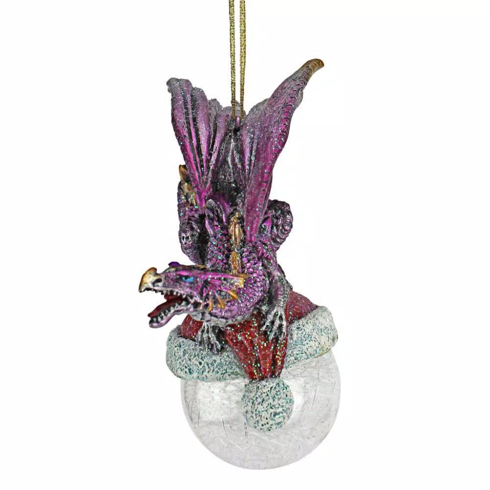 Design Toscano North Pole Dragon Holiday Ornament, Artist Liam Manchester, 6.5 in.