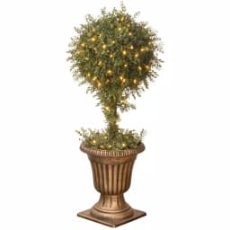 Unbranded 36 in. Mini Tea Leaf Artificial Topiary Tree with 100 Clear Lights in Decorative Urn thumbnail 2