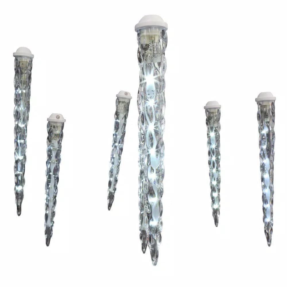 LightShow 8-Light Classic White Shooting Star LED Icicle Light Set, Outdoor, 7.5 ft