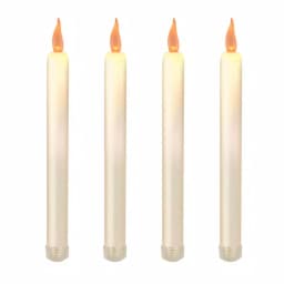 LUMABASE 9.25 in. Flameless Taper Candles with Amber Glow, Off White Plastic (4 Count) thumbnail 1