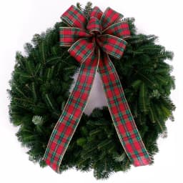 VAN ZYVERDEN 24 in. Live Fresh Cut Blue Ridge Mountain Fraser Fir Decorated Christmas Wreath with Bow thumbnail 1