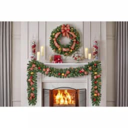 Home Accents Holiday Royal Easton 12 ft. Pre-Lit Artificial Christmas Garland with 70 Warm White LED Lights thumbnail 4