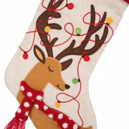 Glitzhome 21 in. LED Embroidered Polyester Linen Christmas Stockings, 2-Pack thumbnail 5
