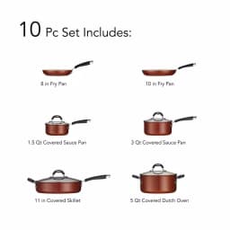 Tramontina Style Ceramica 10-Piece Nonstick Cookware Set, Metallic Copper thumbnail 5