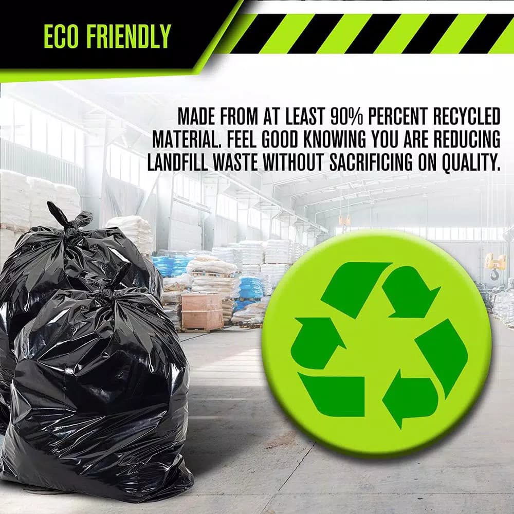 Unbranded 55-60 Gallon Black Low Density EZ Closure Trash Bags, 1.5 Mil, 100-Count