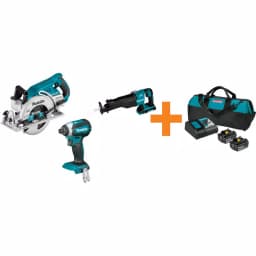 Makita 18V LXT Brushless 3-Tool Combo Kit: Impact Driver, Circular Saw, Reciprocating Saw with 2 Batteries & Charger thumbnail 1