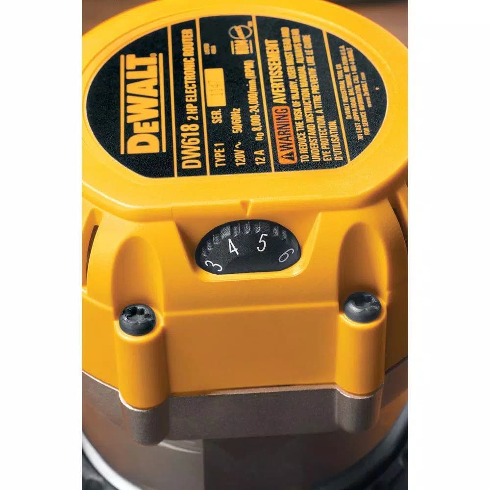 DEWALT 2-1/4 HP 12 Amp Electronic Variable Speed Fixed Base Router with Soft Start