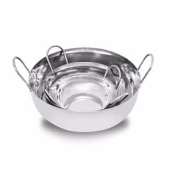 Unbranded 3-Piece Stainless Steel Balti Pan Set, 3 Sizes (3.25 Qt., 1.25 Qt., 0.50 Qt.) thumbnail 3