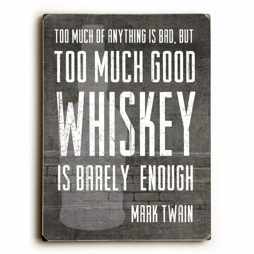 ArteHouse Good Whiskey Wood Wall Art - 9 x 12 in. Hand Distressed Vintage Sign by Cheryl Overton