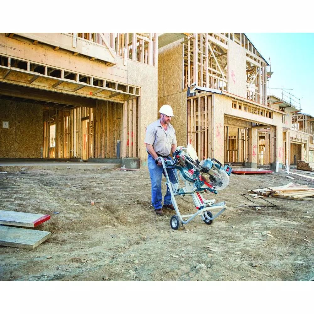 Bosch T4B Gravity Rise Miter Saw Stand with Wheels and Rapid-Release Mounts