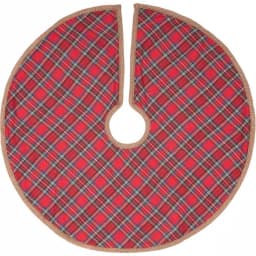 VHC Brands Gavin 21 in. Cherry Red Tartan Plaid Christmas Mini Tree Skirt thumbnail 1