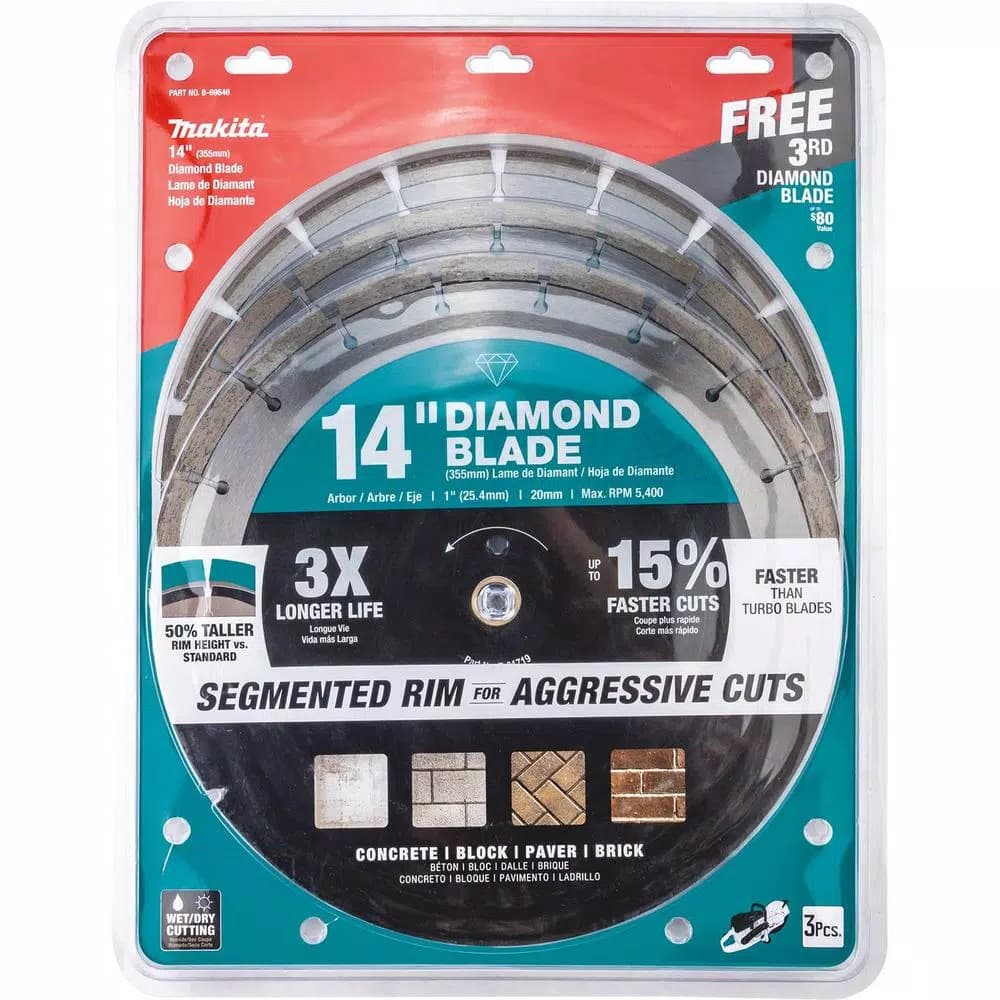 Makita 14 in. Segmented Rim Diamond Blade for General Purpose Masonry (3-Pack)